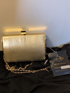 SLG Metallic Gold Evening Crossbody with Chain Strap